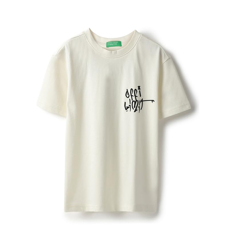 United Colors of Benetton Relaxed Fit Round Neck Printed Me and My Dawgs Grafitti T-Shirt