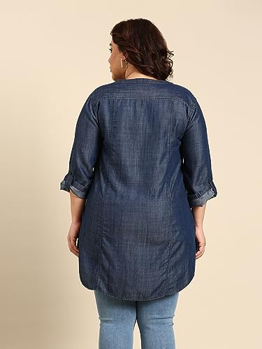 The Pink Moon Women's Regular Fit Cotton Plus Size Tunic - (TUN_MIM25K_Tencel_Tencel_4XL)