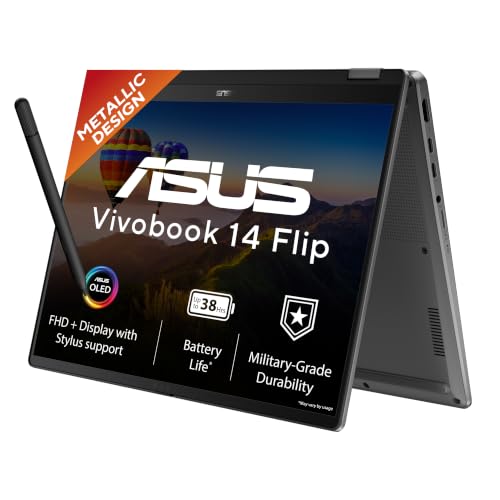 ASUS Vivobook 14 Flip (2026),Intel Core Ultra 7 355 (Series 3),Intel iGPU,16GB RAM,512GB SSD,FHD+ OLED,Touch screen,14"(35.5 cm),Win 11,M365 Basic(1Y),Office 24,Gray,1.57 Kg,TP3407AA-SG123WS,AI Laptop