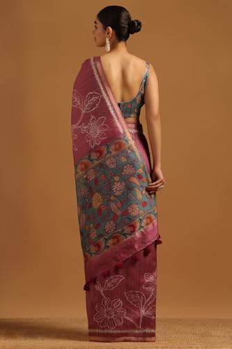 Soch Womens Lavender Tussar Floral Saree