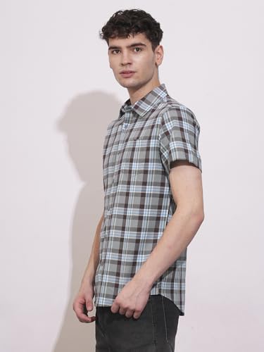 Being Human Brown Slim Fit Regular Collar Men's Shirt Clothing