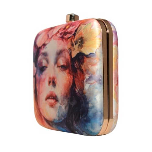 Artklim Multicoloured Women Portrait Printed Clutch