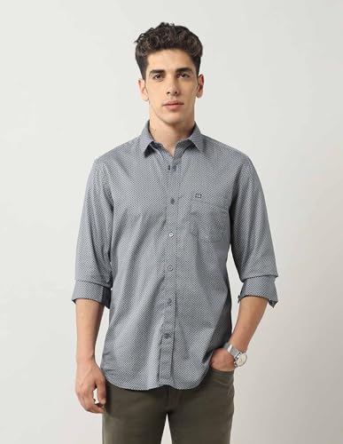 Arrow Sports Men's Geometric Regular Fit Shirt (ASAJSH1745_Teal