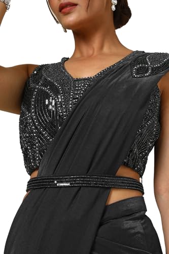 Soch Womens Black Nylon Blend Saree With Sequins