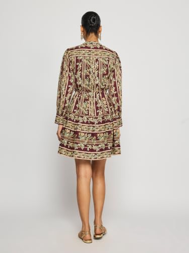 Label RITU KUMAR Brown Stripe Floral Short Dress