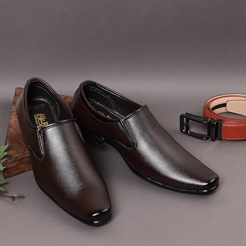 HIKBI Leather Officewear Formal Shoes Pointed Toe Slip On_Brown_09