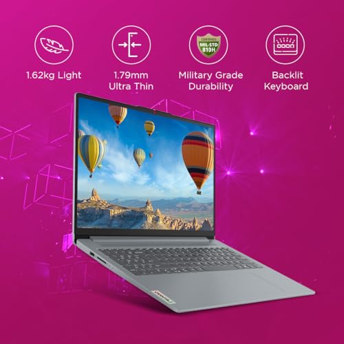 Lenovo IdeaPad Slim 3, AMD Ryzen 5 5625U, 8GB RAM, 512GB SSD, FHD 15.6"(39.6cm), Windows 11, Office Home 2024, Grey, 1.6Kg, 82XM011AIN, Integrated AMD Radeon Graphics, Thin and Light Laptop