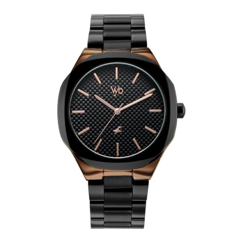 Fastrack Vyb Challenger Quartz Analog 3 Hands Black Dial Black Stainless Steel Strap Watch for Guys - FV30033KM02W