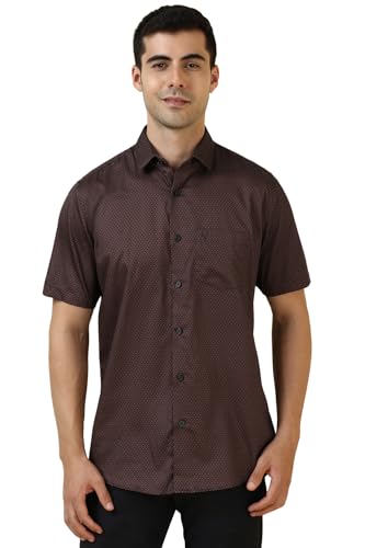Allen Solly Men Brown Print Half Sleeves Casual Shirt