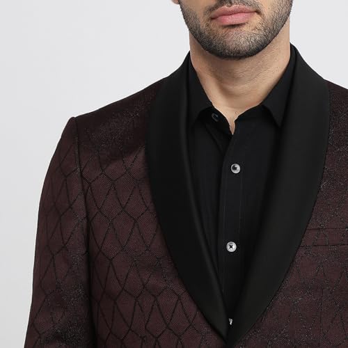 Raymond Maroon Jacquard Pattern Men Suit