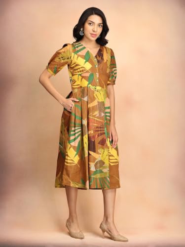 The Mom Store Clay Canvas Women's Cotton Lurex A-Line Dress