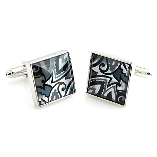 Peluche Natural Mother of Pearl Stone with Art Print (Semi-precious) Cufflinks for Men