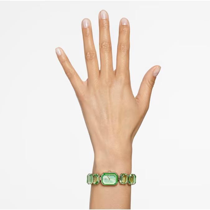 Swarovski Millenia Watch, Octagon Cut Bracelet, Green, Champagne Gold-Tone Finish