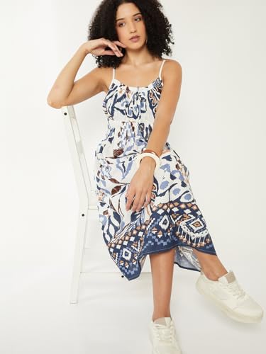 Max Women Printed A-line Midi Dress(Multicolour_L)