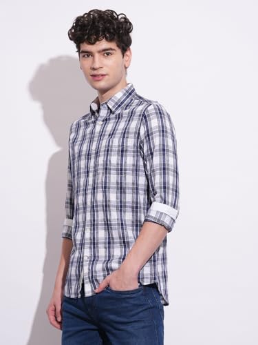 Being Human Navy Regular Fit Regular Collar Men's Shirt Clothing