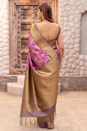 Soch Womens Magenta Tussar Zari Woven Saree