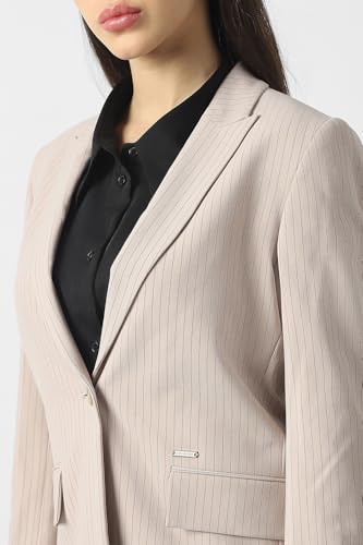 Women Beige Stripe Blazer