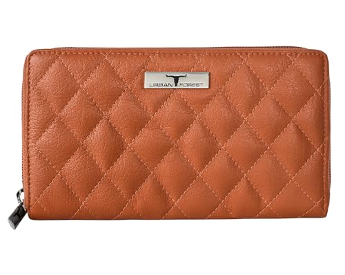 URBAN FOREST Grace Quilted Orange Leather Wallet/Clutch/Purse for Women