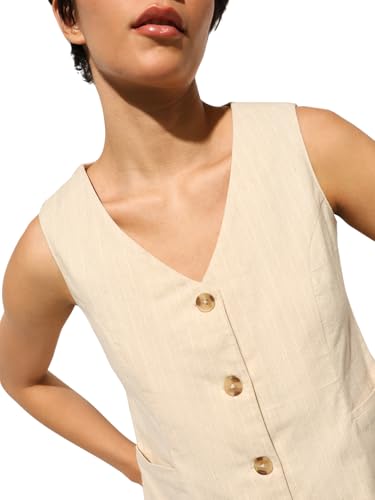 ONLY Women's Regular Fit Beige Waistcoat