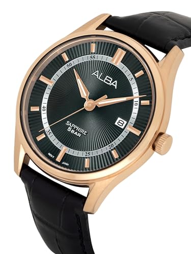 ALBA Leather Women Analog Wristwatch Ah7Br0X1, Black Dial, Silver Band