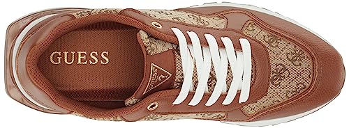 GUESS womens MelanySneaker, Medium Brown Logo Multi, 8