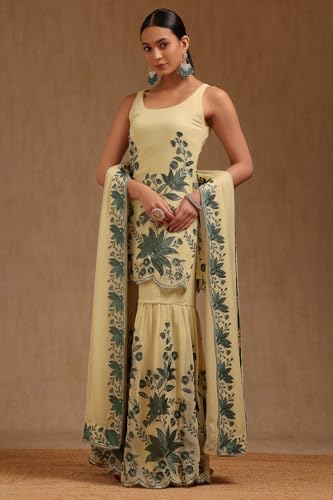 Soch Women's Georgette Salwar Suit Set (EWA5CD22415_Green