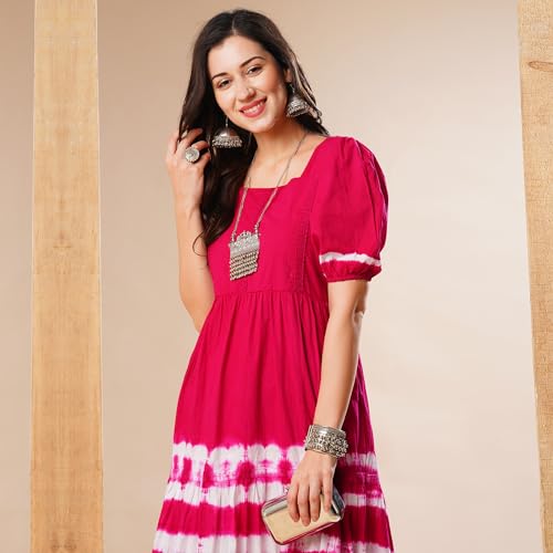 Globus Women Ethnic Dresses (3641639001_Pink_S), Midi, A-Line