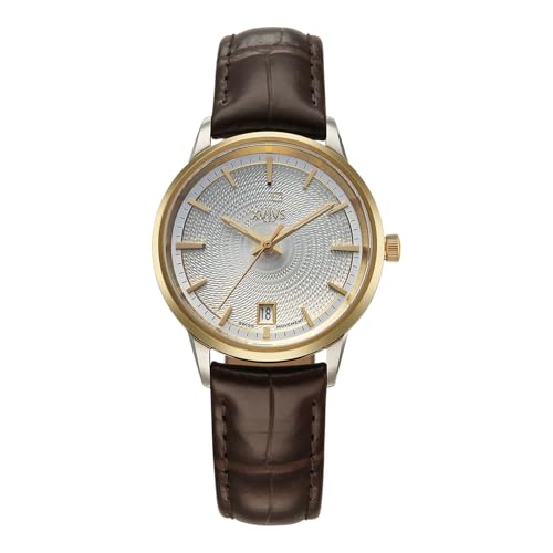 Xylys Waltz-L with Analog with Date Quartz Silver Dial Two Toned Leather Strap Watch for Women - 45028BL01E
