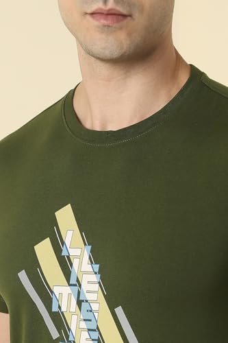 Allen Solly Men's Slim Fit T-Shirt (ALKCASGPJ13798_Olive
