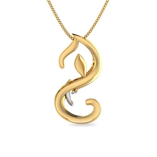 PC Jeweller The Initial S Ganesha 18KT Yellow Gold and Diamond Pendant for Women
