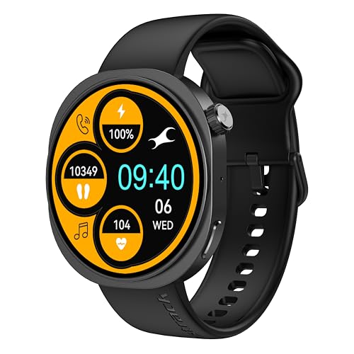 Fastrack Revoltt FR3 Pro Smartwatch with 1.43” AMOLED Display,Dynamic 60Hz Refresh,Nitrofast Charging, HRM, SpO2, Sleep,Multiple Menu Style,Functional Crown,IP68, BT Calling,24/7 Health Suite - Black