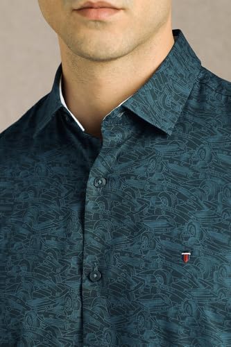 Louis Philippe Men Navy Print Half Sleeves Casual Shirt