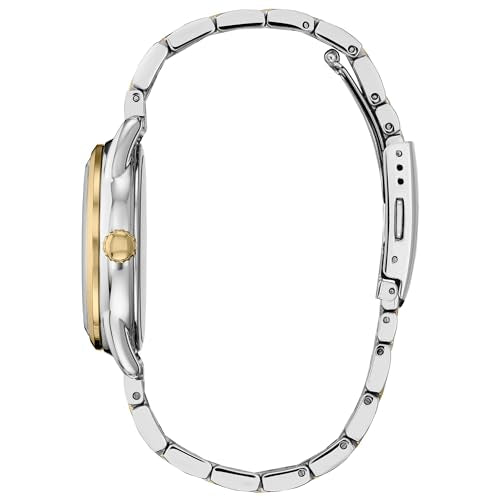 Citizen Womens Ladies Eco-Drive Disney Minnie Mouse Enpowered Two-Tone Dial Stainless Steel Analog Watch With Crystal Accents,White Dial,3 Hand (Model: Fe6084-70W),Two-Tone Band