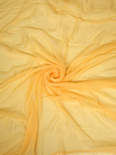 Ada Hand Embroidered Lucknowi Chikankari Unstitched Cotton Dress Material Suit Piece with Dupatta for Women 01A869337 Yellow