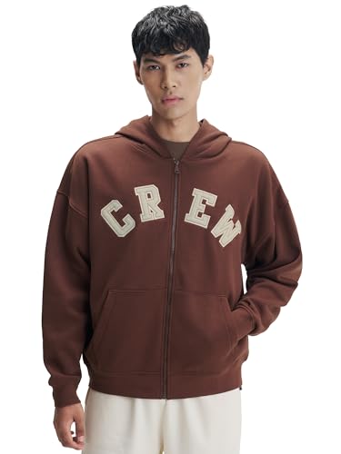 XYXX Crew Men's Cotton Blend Hoodie| Long Sleeves|Half Zip Hoodie| Solid-Oversized | Espresso Brown