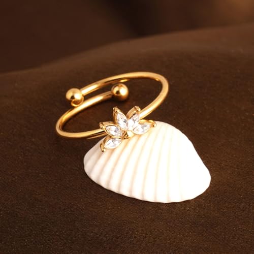 PALMONAS Floral Harmony Ring for Womens (Size - One Size) - Waterproof & Anti-Tarnish, Gift for Girls & Women