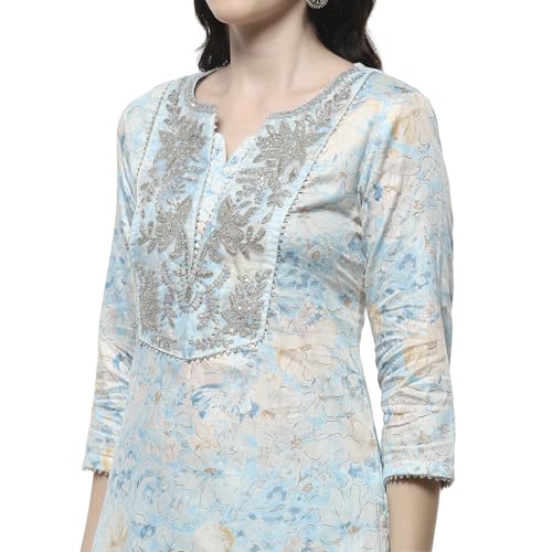 Rangriti Women Blue Cotton Straight Kurta Set_40