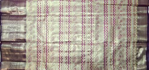 VFCollections Women's Traditional Handloom Kanchipuram Silk Pure Pattu Sarees – Instrumental Border | Rich Zari Woven Design | Bridal Saree | Unstitched Blouse (VFC691-4)