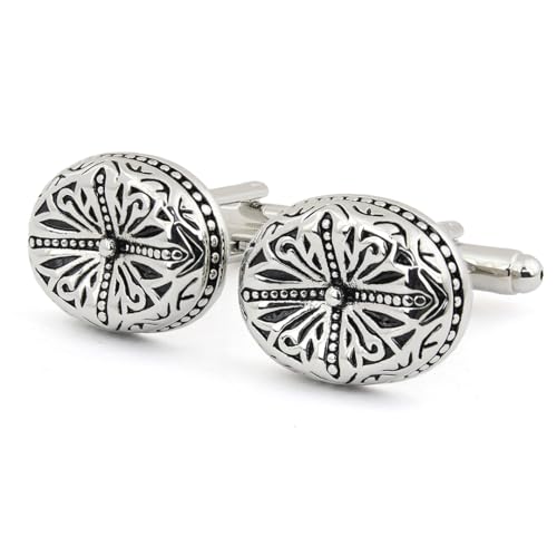Peluche Contemporary Metal Art - (Oval) Cufflinks for Men