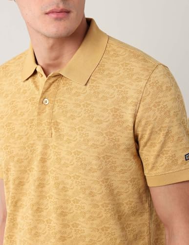 Arrow Sports Men's Floral Regular Fit Polo Shirt (ASAJTS3467_Mustard