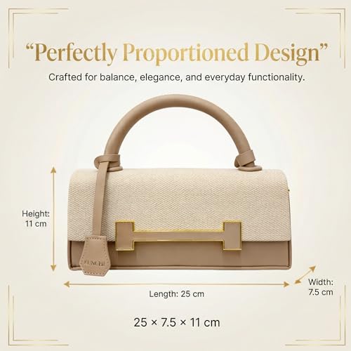 KUNCHI PRISM Textured Flap Top Handle Handbag for Women with Detachable Sling Strap | Metal Accent Closure | Structured Evening Purse for Parties and Formal Occasions (BROWN)