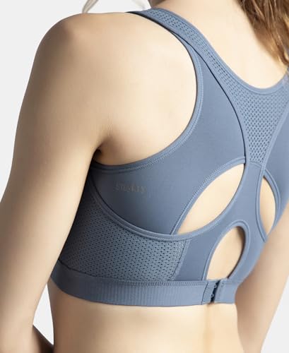 Jockey AP20 Women's Wirefree Padded Tactel Nylon Elastane Stretch Full Coverage Racerback Styling Sports Bra with StayFresh and StayDry Treatment_Frost_M