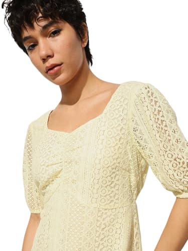 ONLY Women's Fit and Flare Yellow Dress