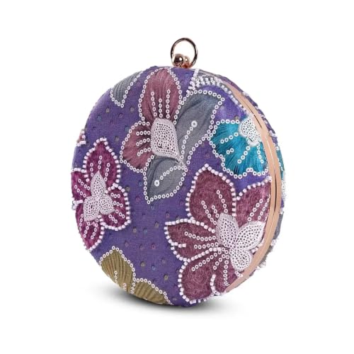 THE TAN CLAN Riveria Multicolor Round Clutch | Circle Evening Bag for Women | Party & Festive Clutch Purse