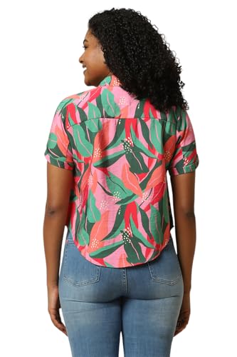 Allen Solly Women Pink Print Short Sleeves Shirt