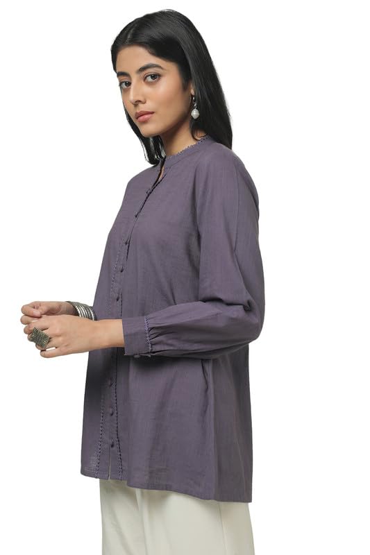 Soch Womens Purple Cotton Slub Solid Tunic