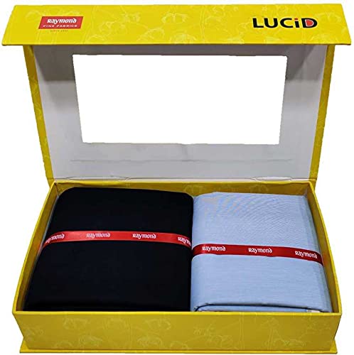 Raymond Fabrics Raymond Trouser Shirt Fabric Solid Combo Box (Light Blue Shirt-Black Pant, Unstitched, All Weather Fabric)