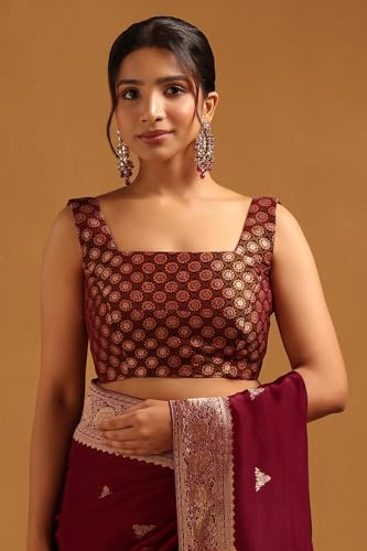 Soch Womens Wine Dola Silk Woven Design Saree