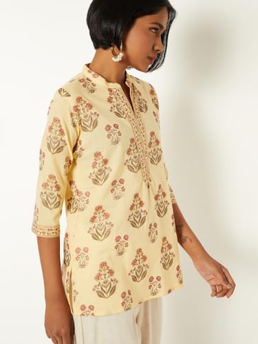 Max Women Printed Kurti (Yellow_L)