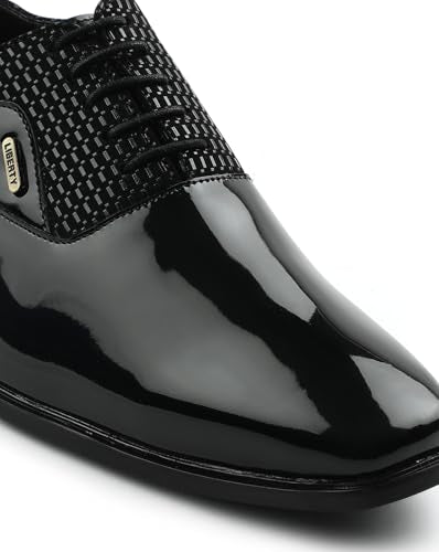 Liberty Fortune A998-07 Formal Lacing Oxford Shoes for Men with TPR Sole | PU Outsole | Comfortable & Lightweight | Cushioned Footbed | Durable & Trendy Design (Black 43 EU)